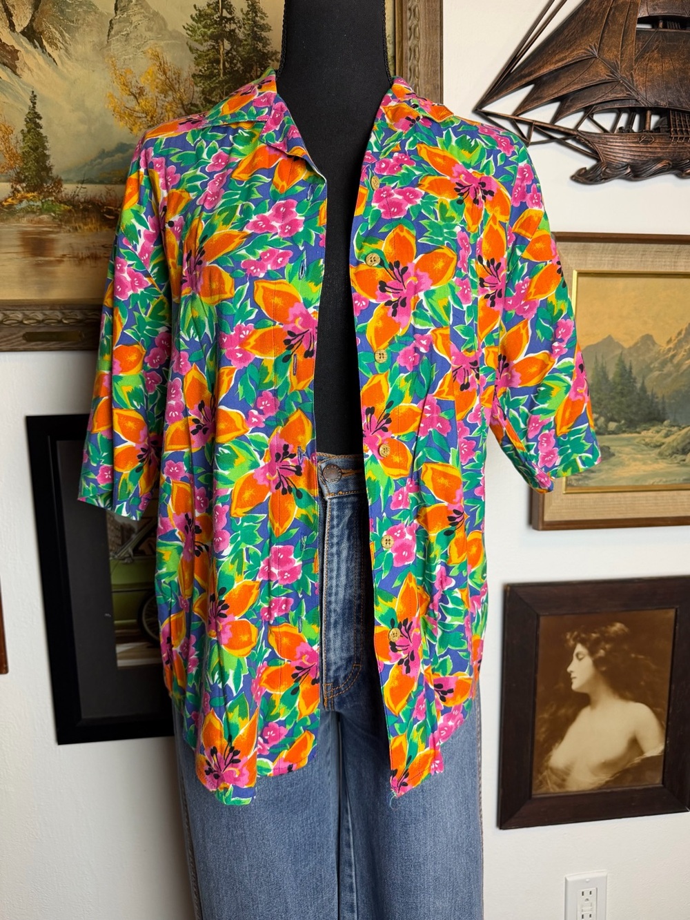 Vintage 80s-90s WOOLRICH Floral Blouse Women's - Picture 4 of 10